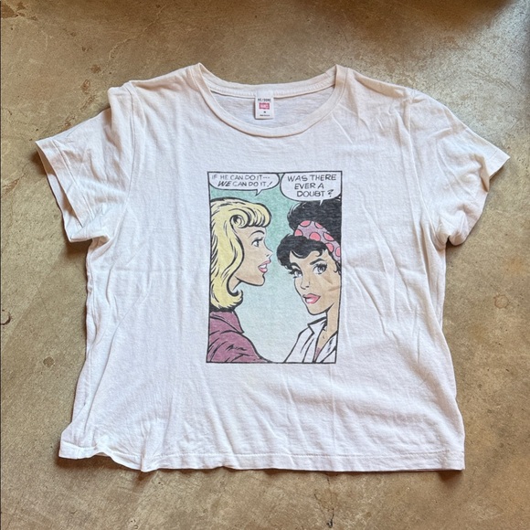 Hanes RE/done Women's Comic Print Tee - White - Picture 1 of 4